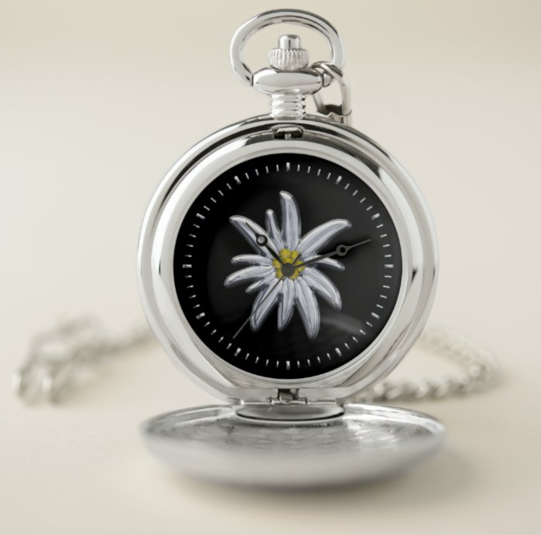 Silver Edelweiss Pocket Watch