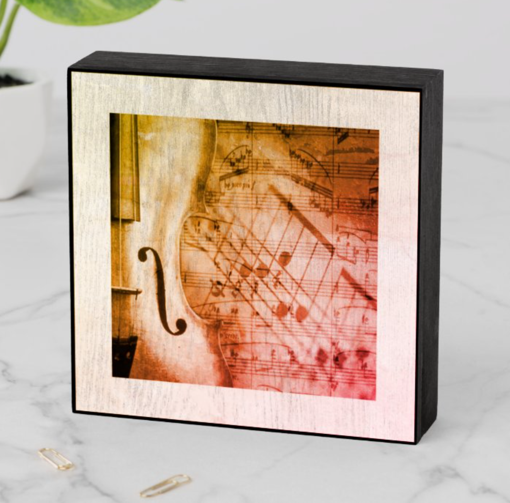 Single Violin Wooden Box Sign