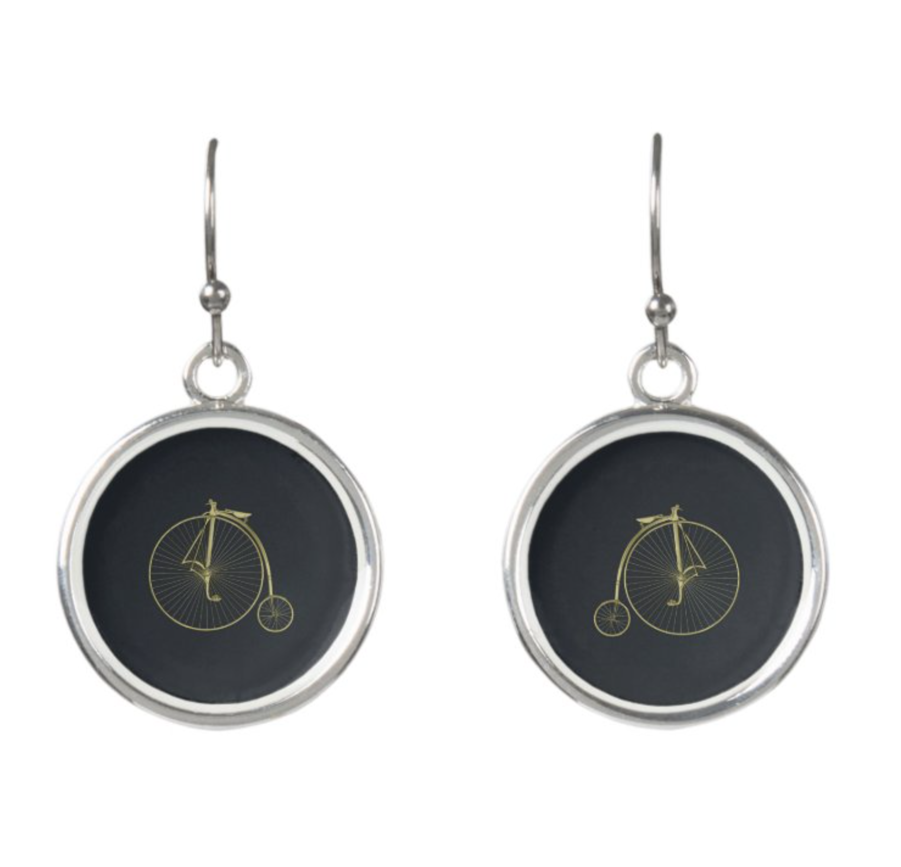 Gold Penny Farthing Earrings