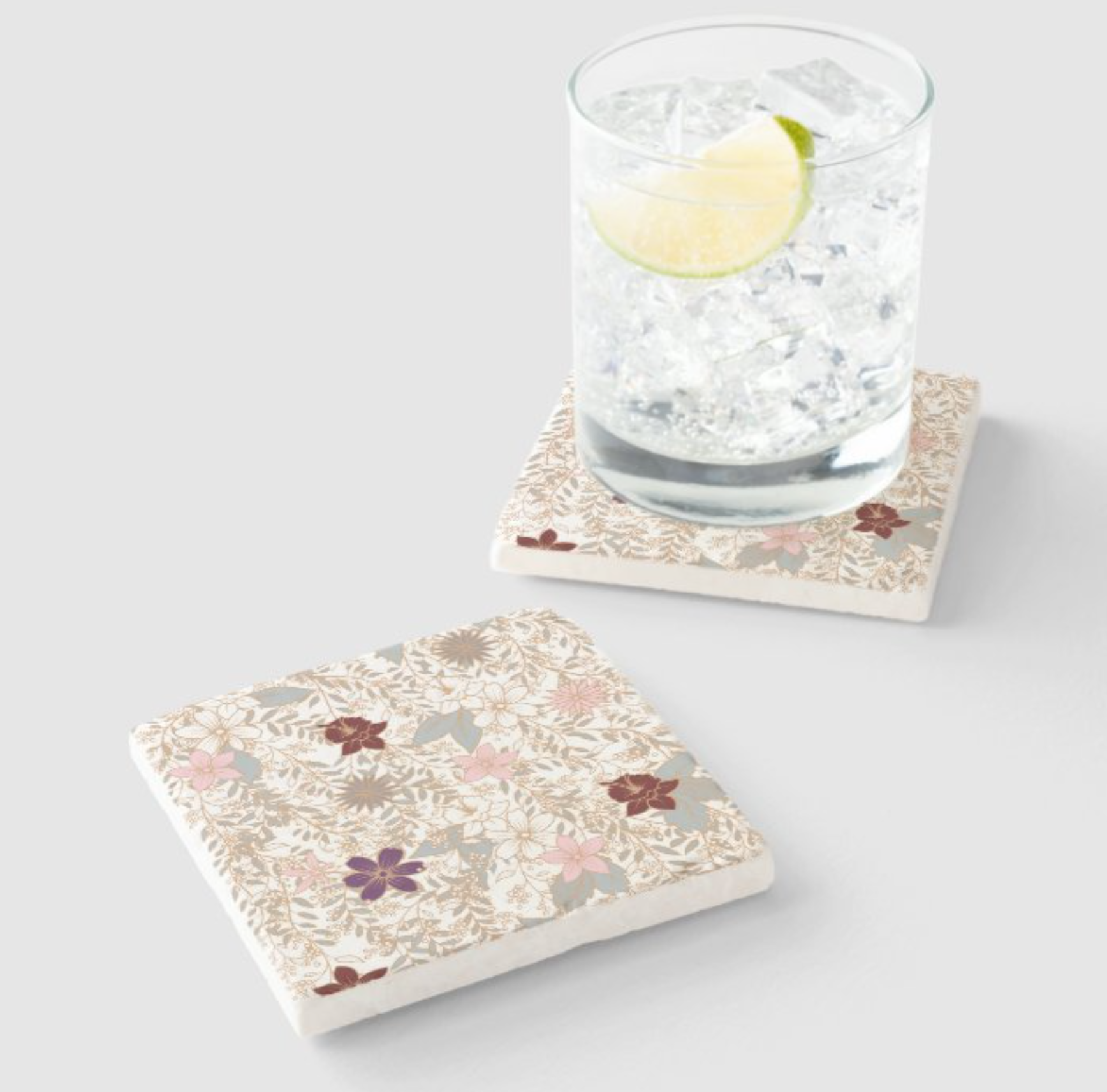 Vector Floral Stone Coaster