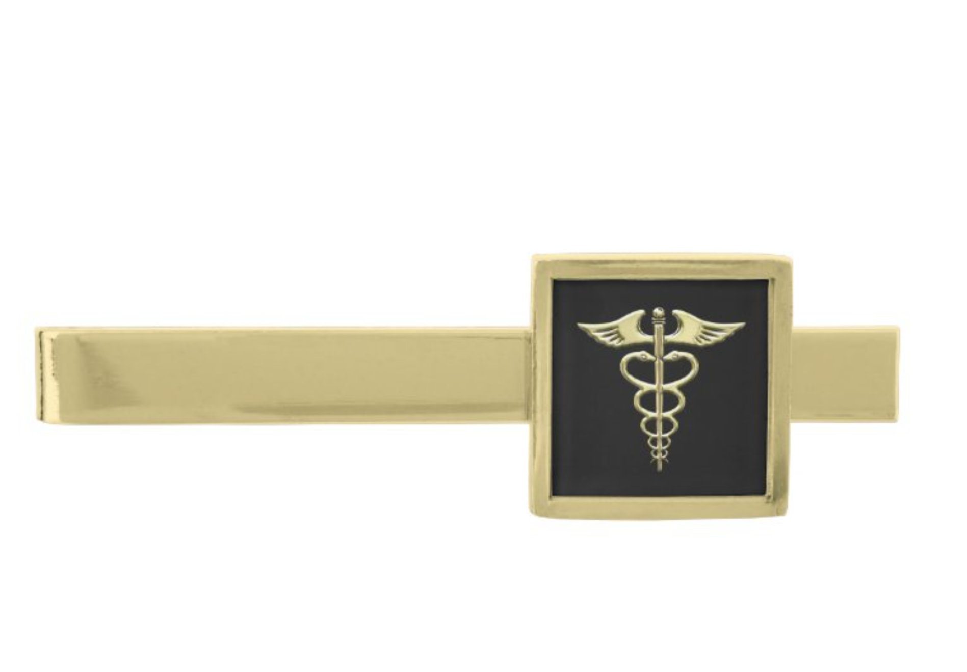 Gold Caduceus Gold Finish Tie Bar