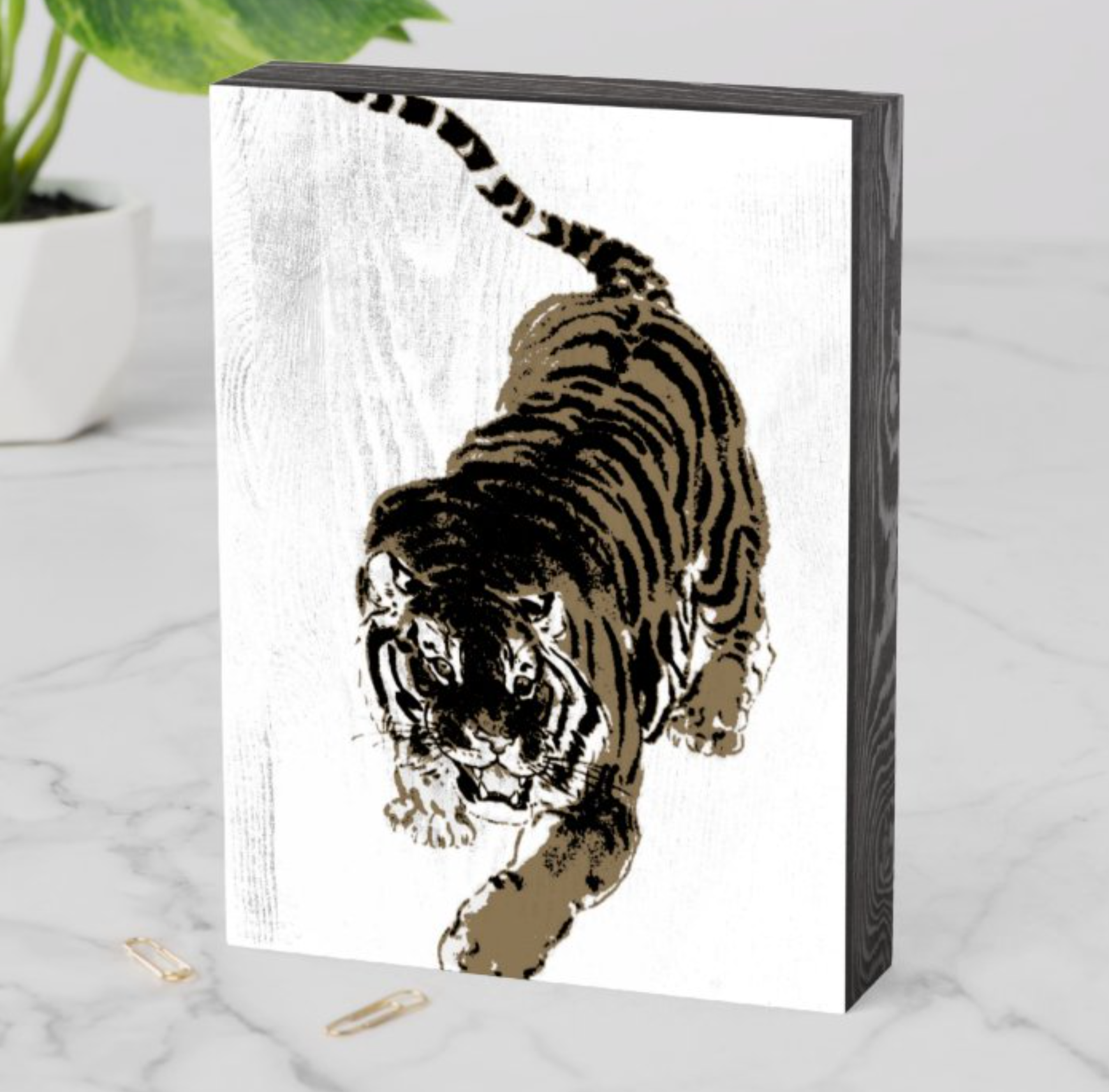 Hunting Tiger Wooden Box Sign