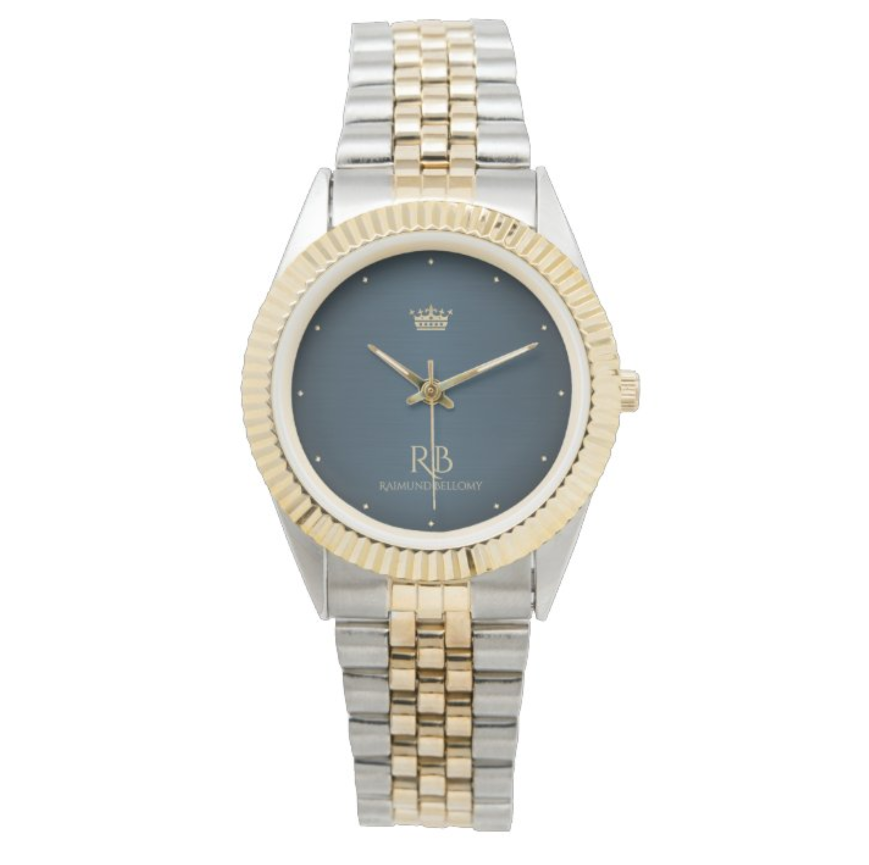 Gold Crown Blue Metallic Watch