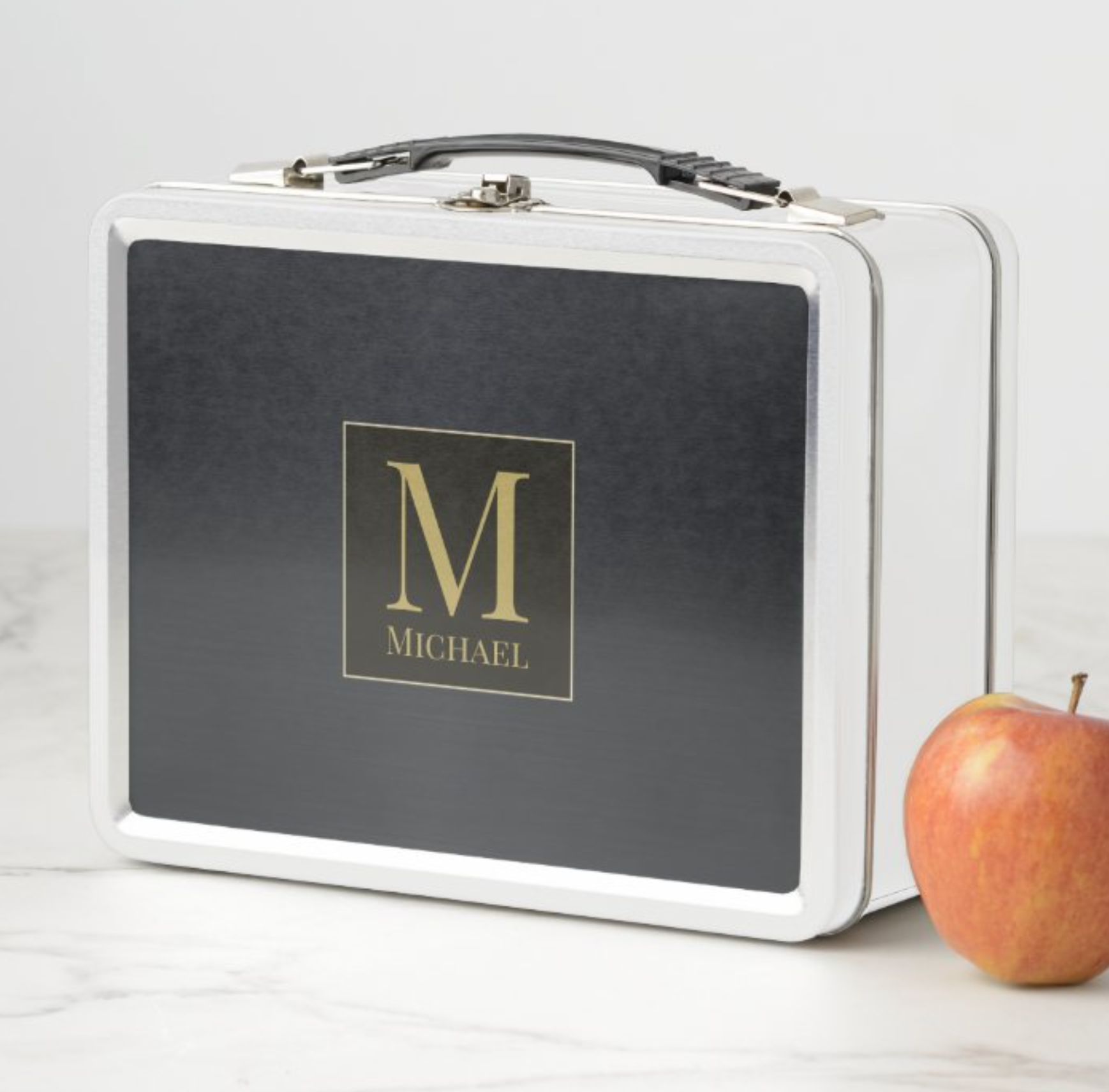 Black Metallic Metal Lunch Box