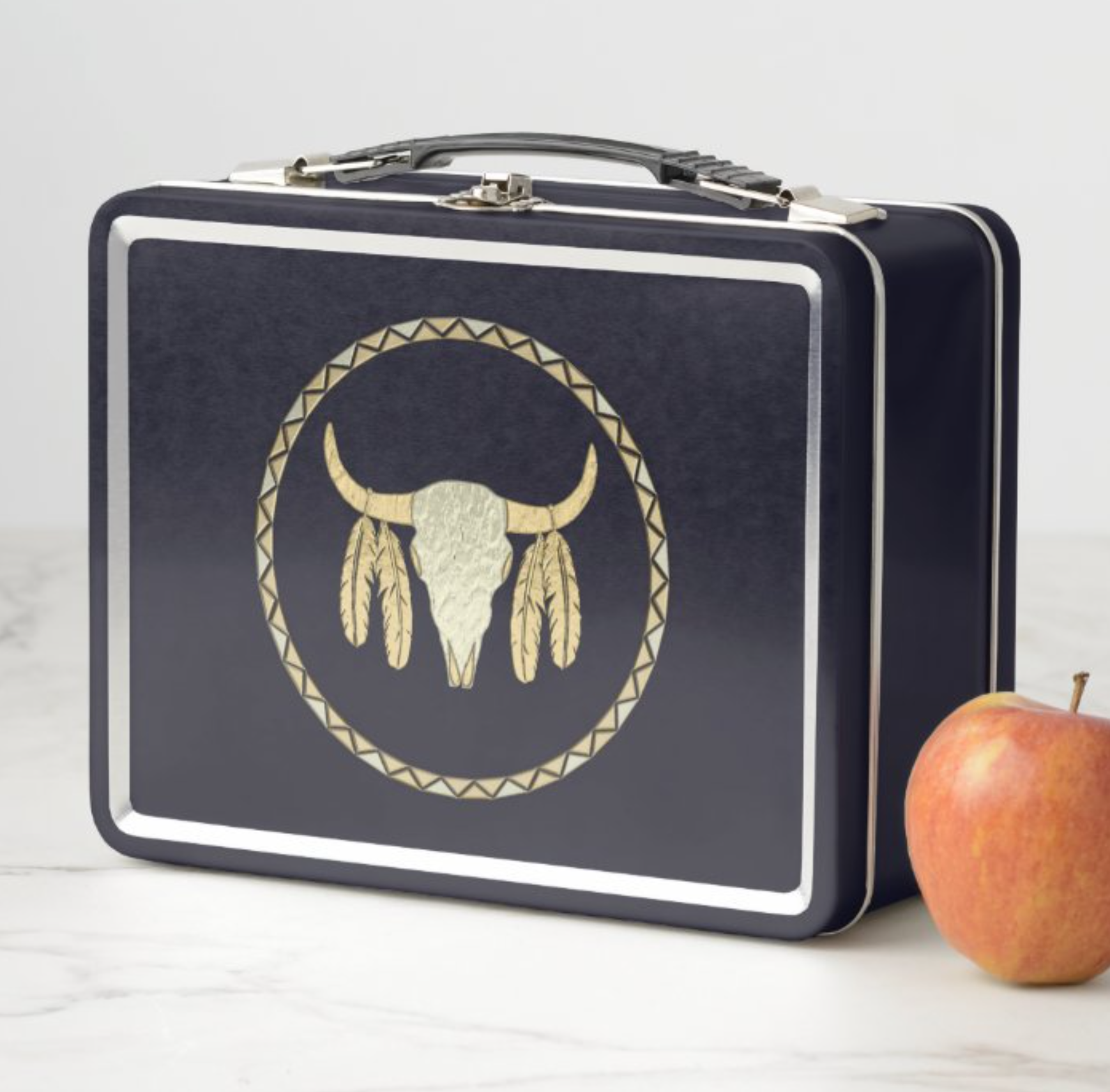 Buffalo Skull Metal Lunchbox