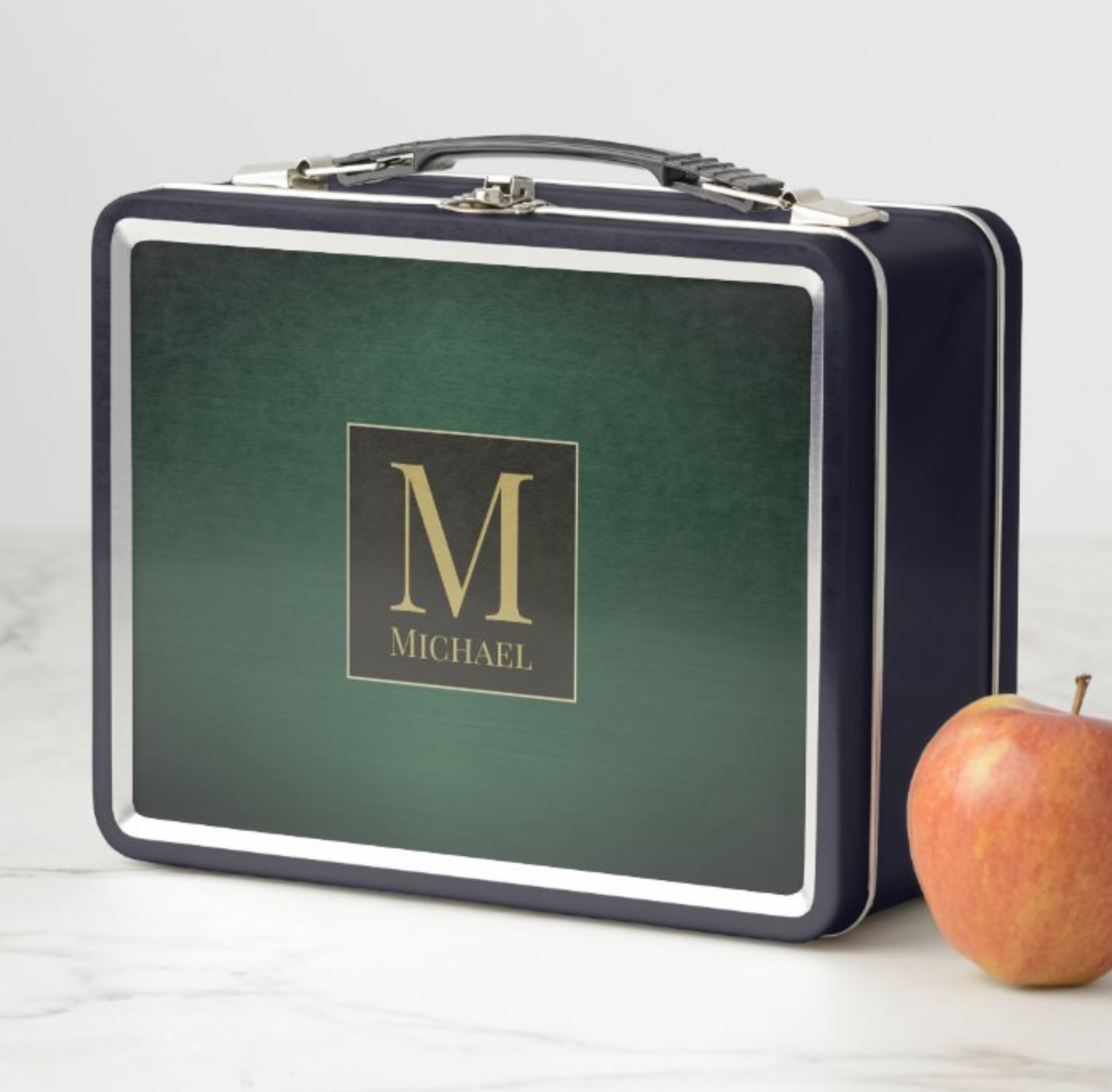 Green Metallic Metal Lunch Box