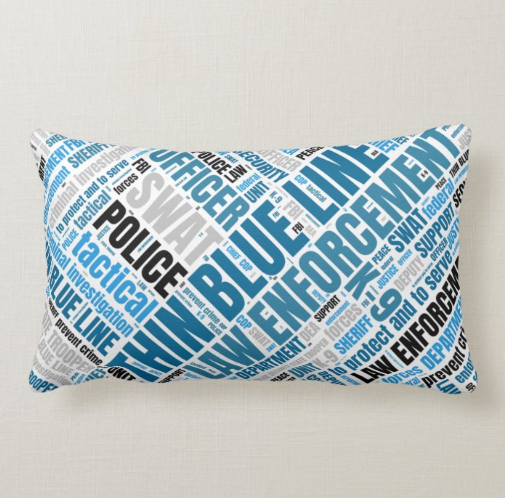 Thin Blue Line Word Cloud Throw Pillow