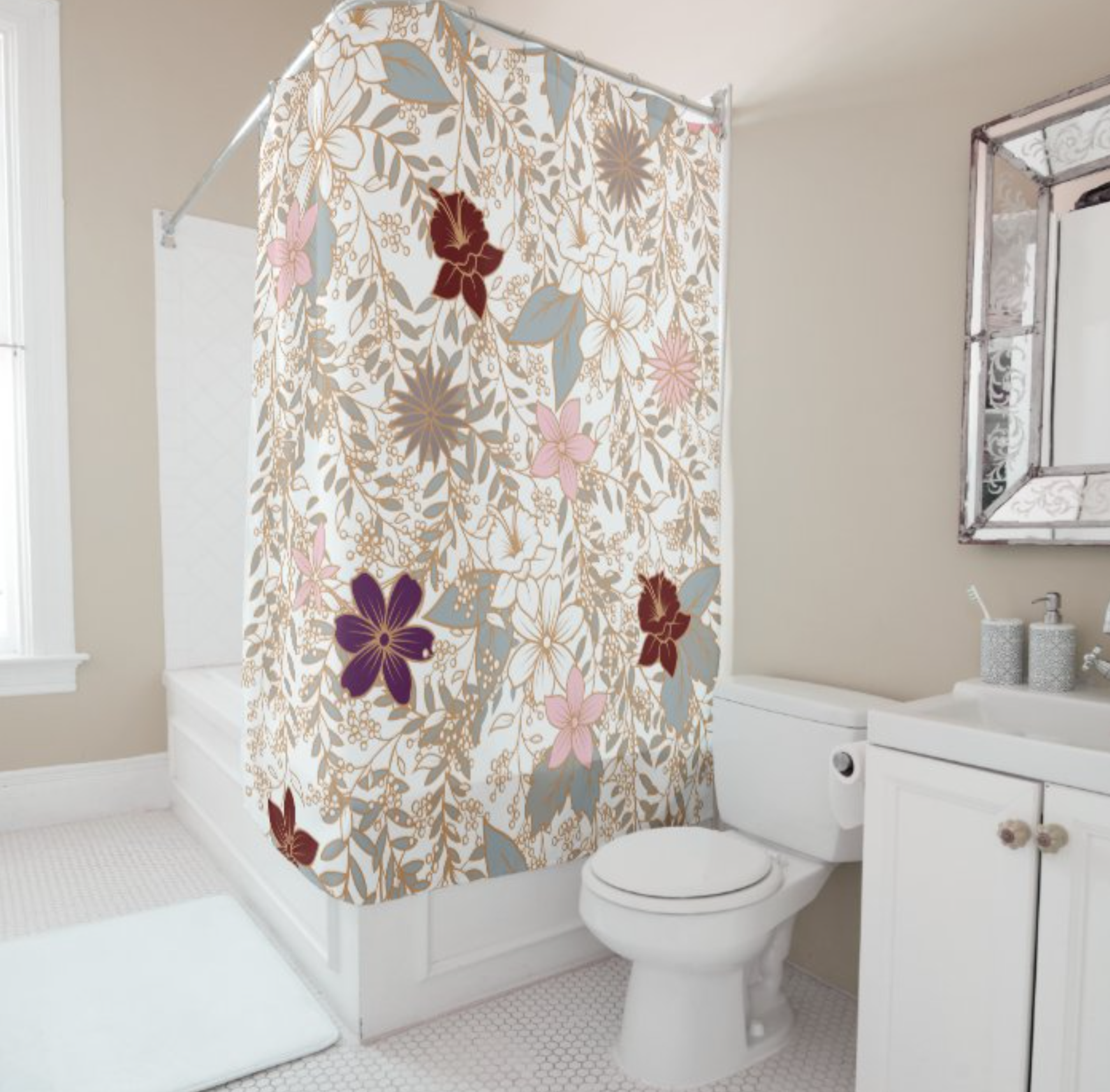 Vector Floral Shower Curtain