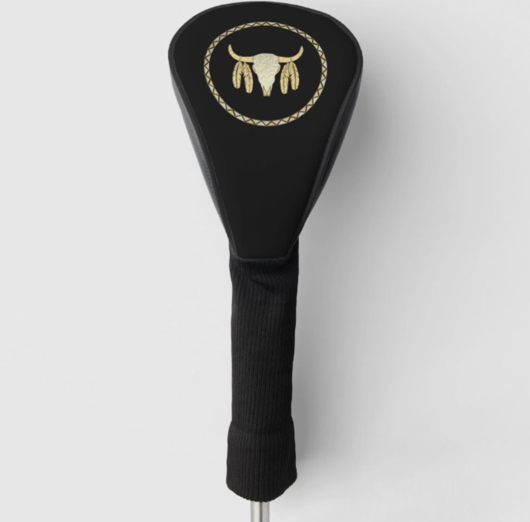 Gold Buffalo Skull Golf Head Cover