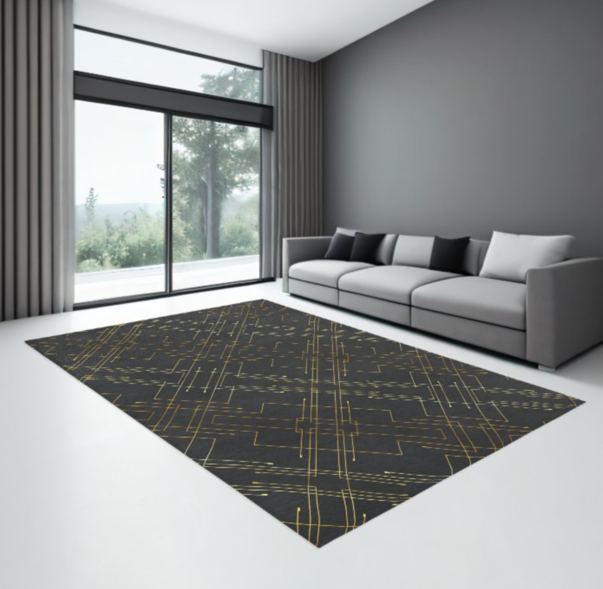 Abstract Gold Foil Rug