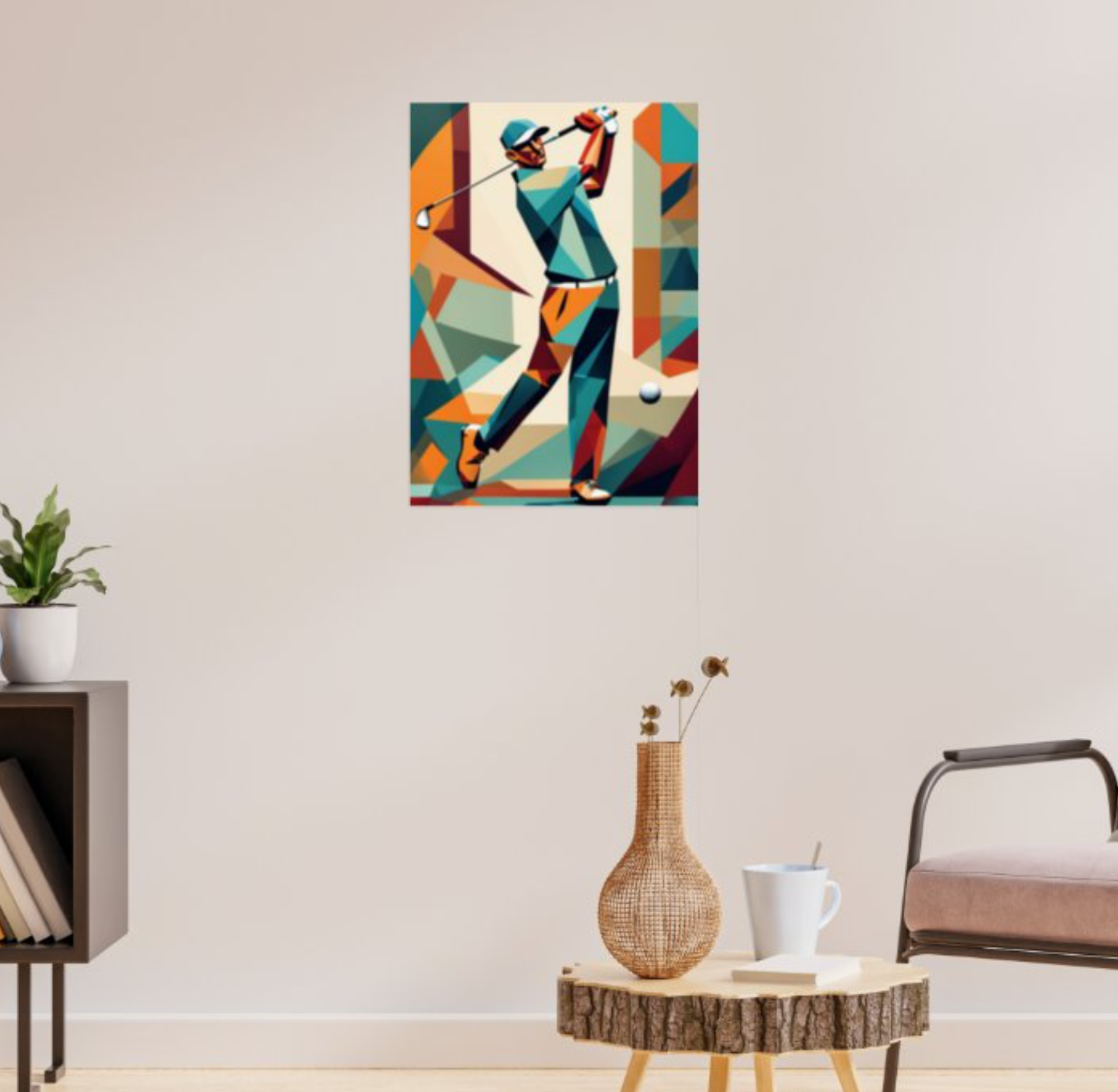 Golf Player Cubist Poster