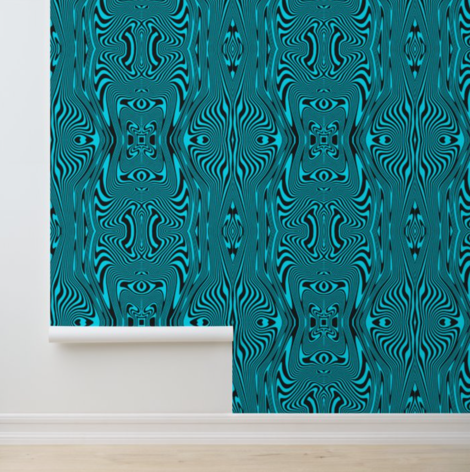 Abstract Turquoise Stripes Wallpaper