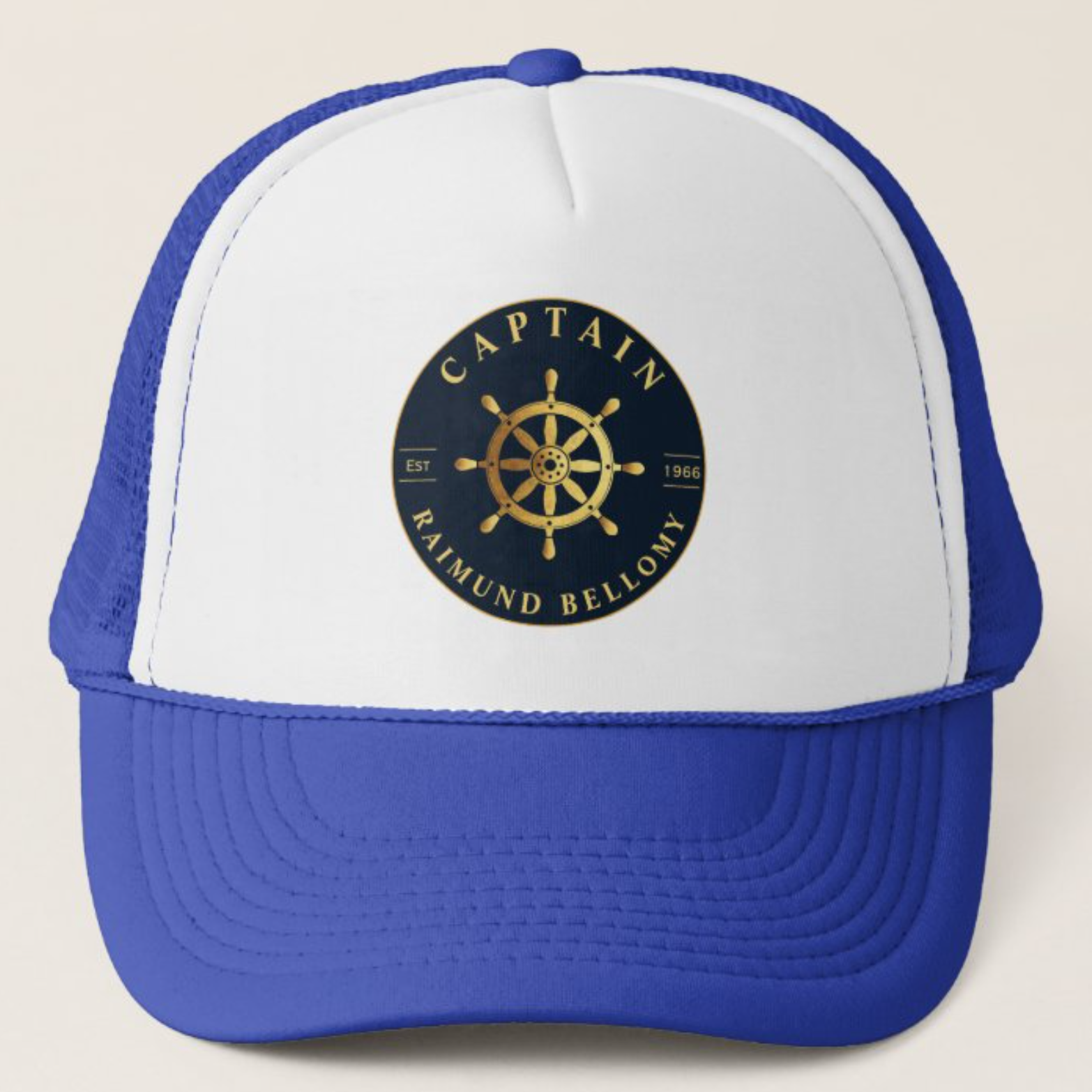 Gold Ship Wheel Trucker Hat