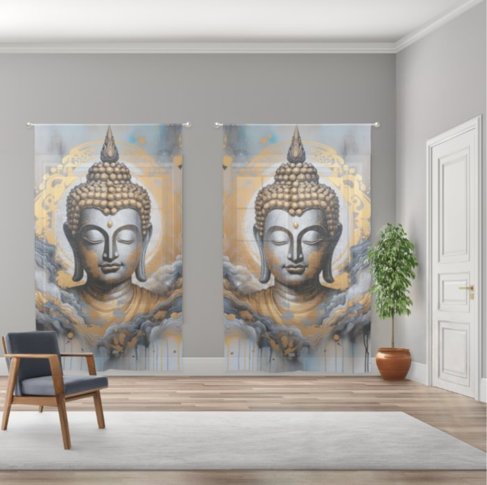 Enlightened Buddha Sheer Curtains