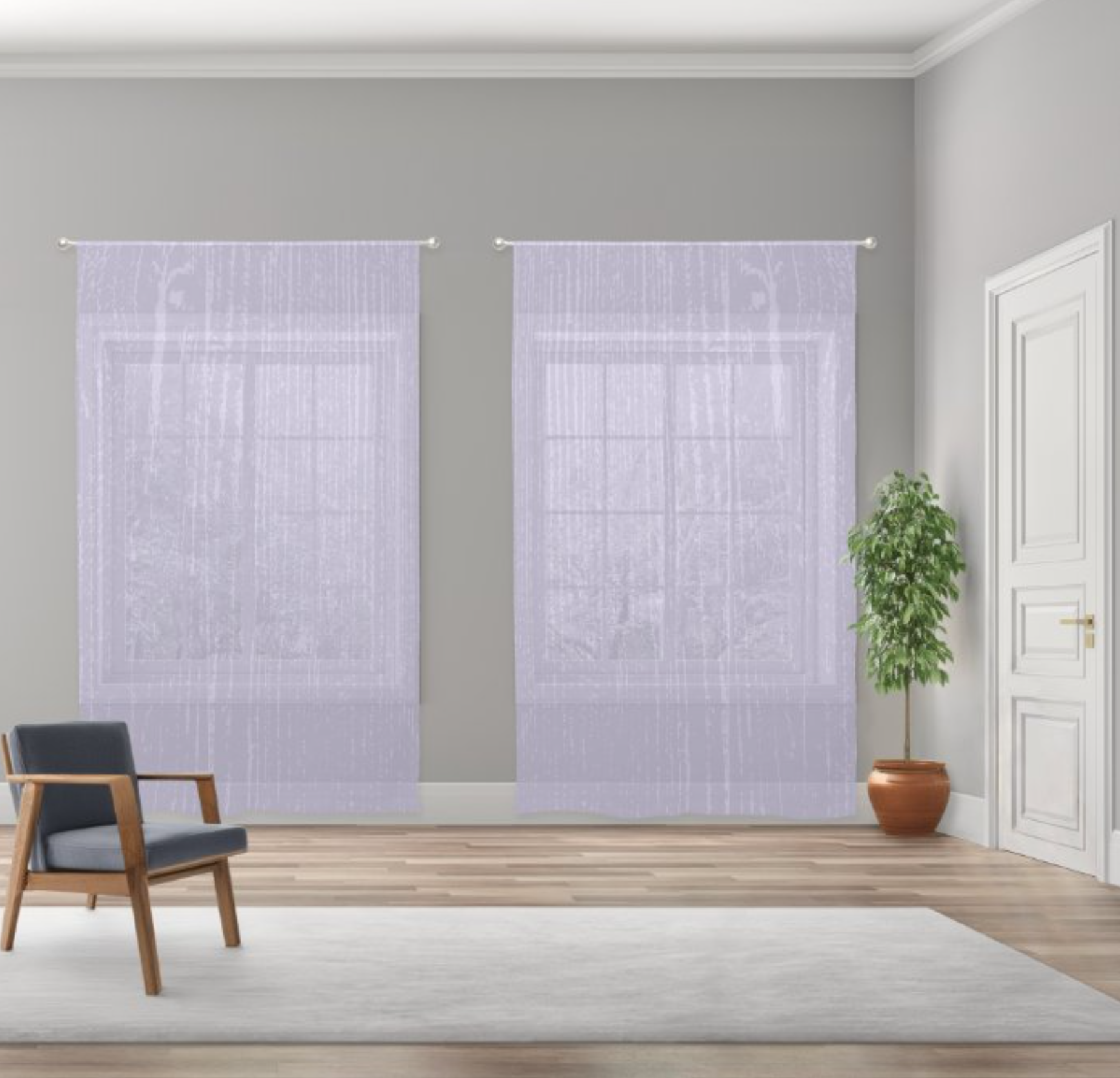 Lavender Wood Grain Sheer Curtains